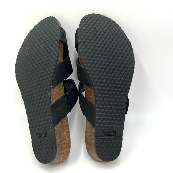 Teva Women's Mahonia Black Leather Slip On Slides Sandals Shoes Size 10.5 NEW - Picture 9 of 14